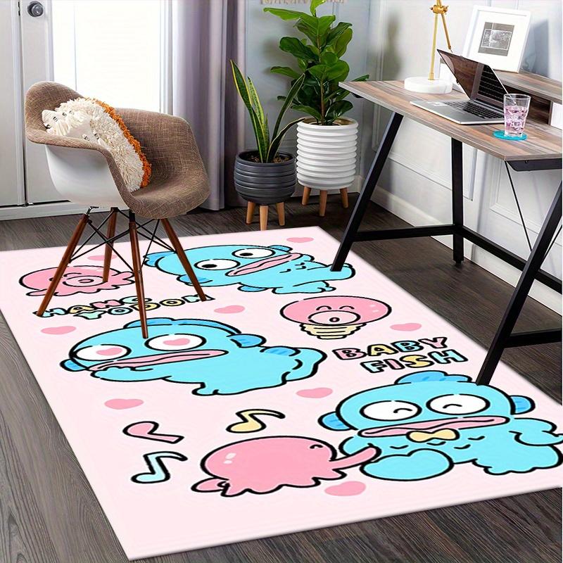 Office Carpet SANRIO Cute Creatures, Pastel Colors, Hang HodonCute Cartoon Door Mat - Non-Slip, Machine Washable Polyester Mat for Living Ro