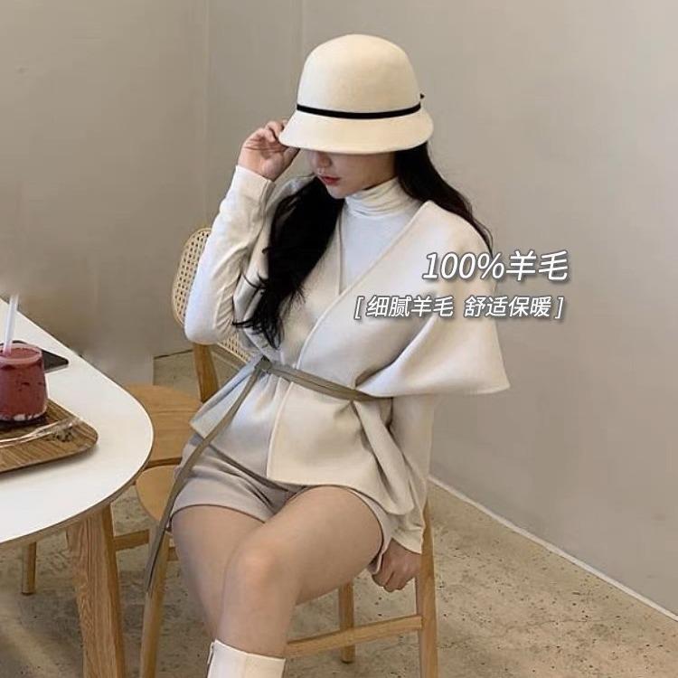 Winter French White Woolen Woolen Basin Hat Hepburn Style Ladies Elegant Bow Bucket Hat Brim Temperament Top Hat