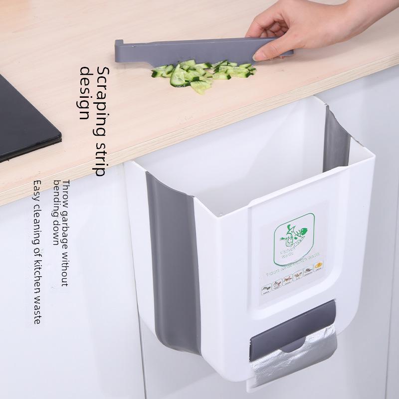 Wall-Mounted Folding Trash Can: Door-Hanging Waste Bin for Kitchen, Car & Home