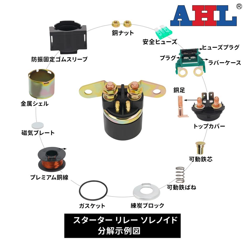AHL Motorcycle Starter Relay Solenoid Compatible Models: Suzuki GSX250S/GSX400S/GZ125HS/Bandit 250/GN125/Goose 350/650 LS650 1986-1988 1995-2009/LTF