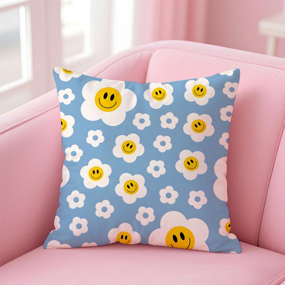 Ssmall Daisy Cushion Cover Pillowcase Short Plush Invisible Zipper Room Sofa Cushion Cover