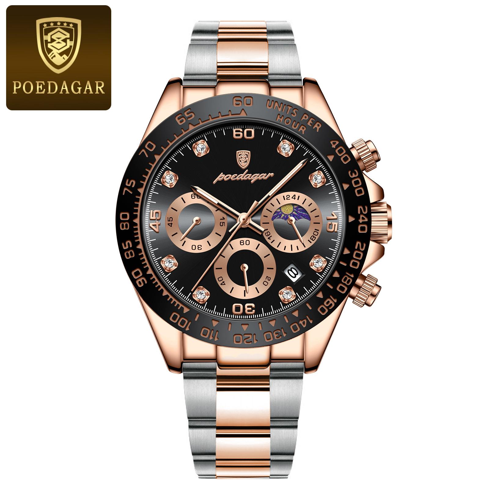 Luxury Fashion Chronograph Relojes Hombre Waterproof Luminous Quartz Watches Stainless Steel Date Watches for Men 629