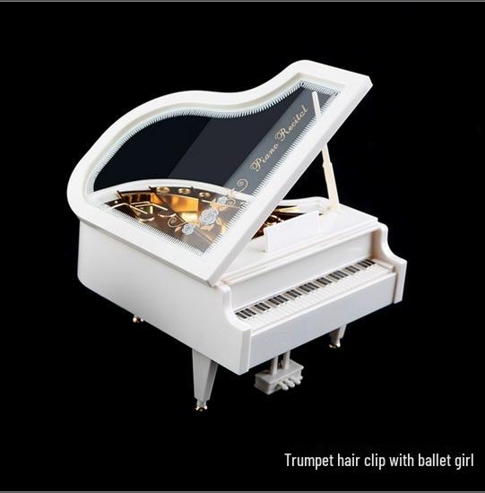 White Ballet Dancing Girl Grand Piano Music Box - Cute Birthday Ornament
