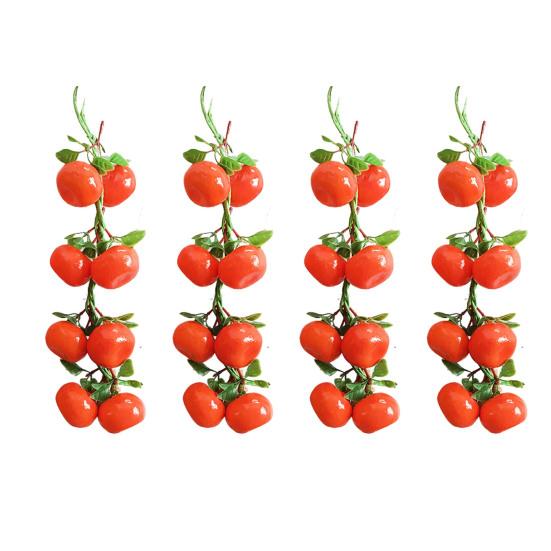 4Pcs Artificial Fruit Vegetable Garland Wall Hanging Fake Banana Strawberry Pumpkin Tomato Cucumber Chili String Farmhouse Kitchen Decoration