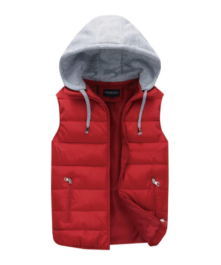 three Joy Men's Down Vest, Plus Size, Outerwear, Padded Vest, Golf, Winter, Stylish, Red, Size L