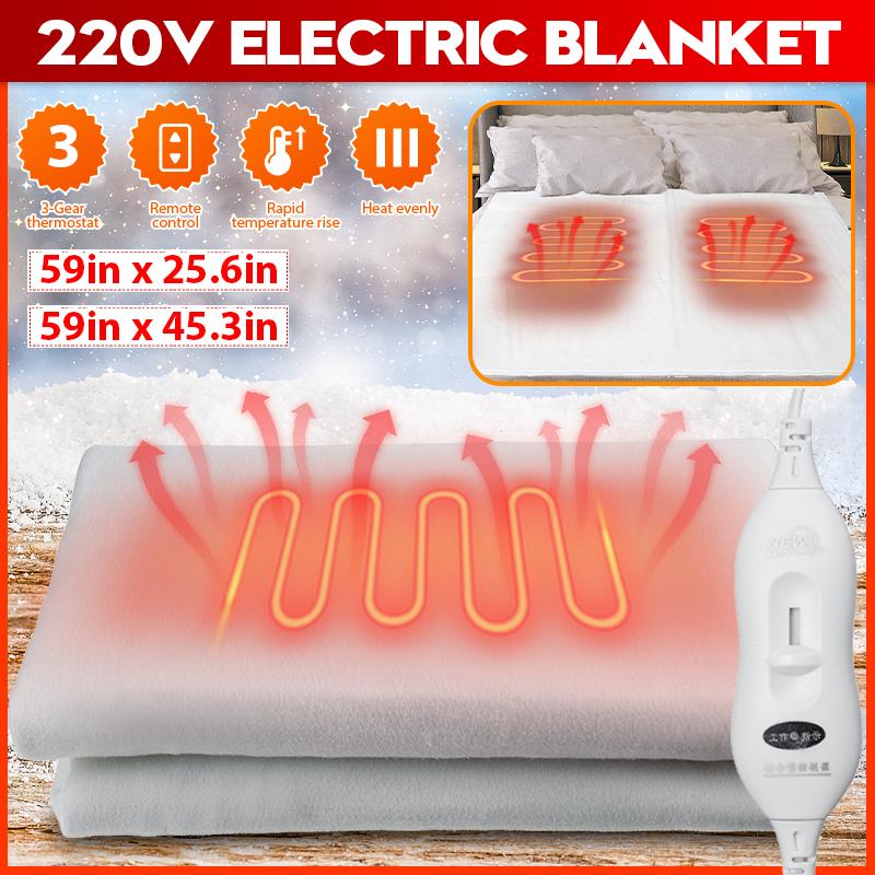 White 220V Electric Heated Blanket Fast Heating Adjustable Electric Heating Blanket Temperature Controller
