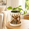 Wald-Thema Pflanzenhalter 3D-gedruckter Baumwurzel-Pflanztopf, Bionischer Holztextur-Blumentopf mit umweltfreundlichem Behälter, Drainageloch, Sukkulente