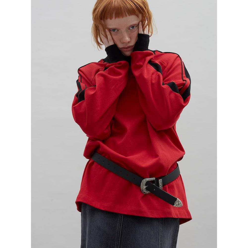 Saendeusaundeu Piping Detail Raglan Tshirt Red
