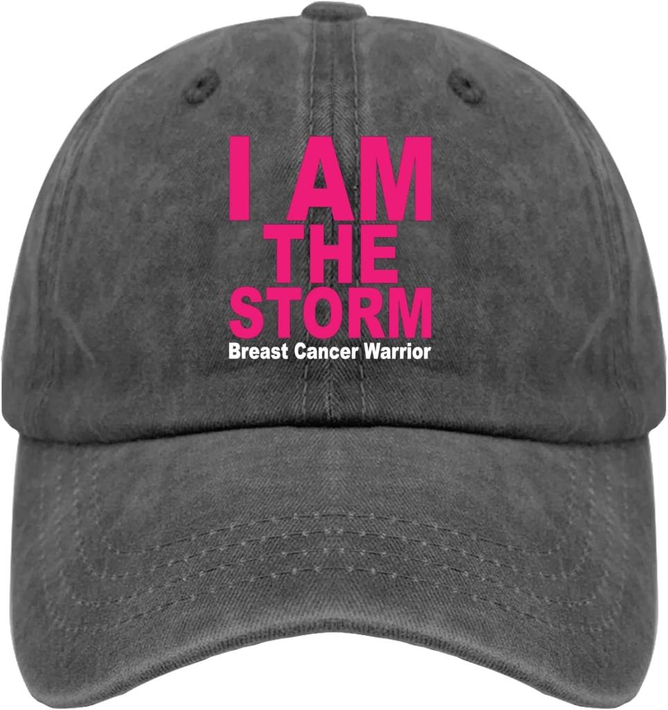 I Am The Storm Breast Cancer Warrior Baseball Cap Polyester Casual Sun Protection Adjustable Hat