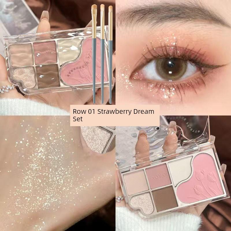 Novo Eye Shadow Highlight Blush Repair Integrated Plate Pink Smoky Earth Color Shiny Crystal Daily Light Makeup