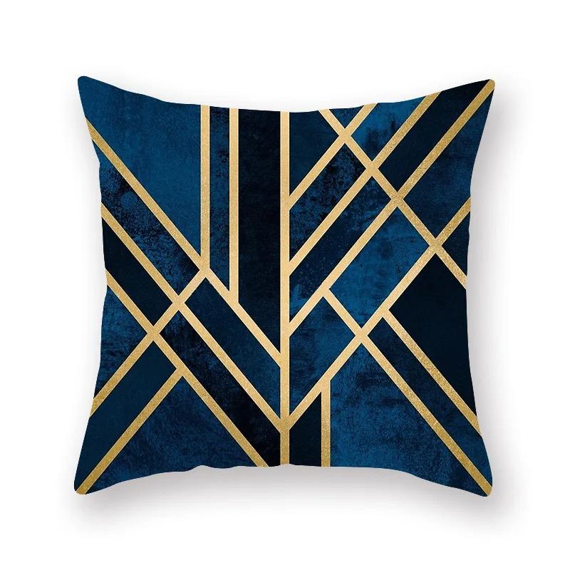 Retro Blue Printed Pillowcase Car Ornaments Office Living Room Sofa Home Pillowcase