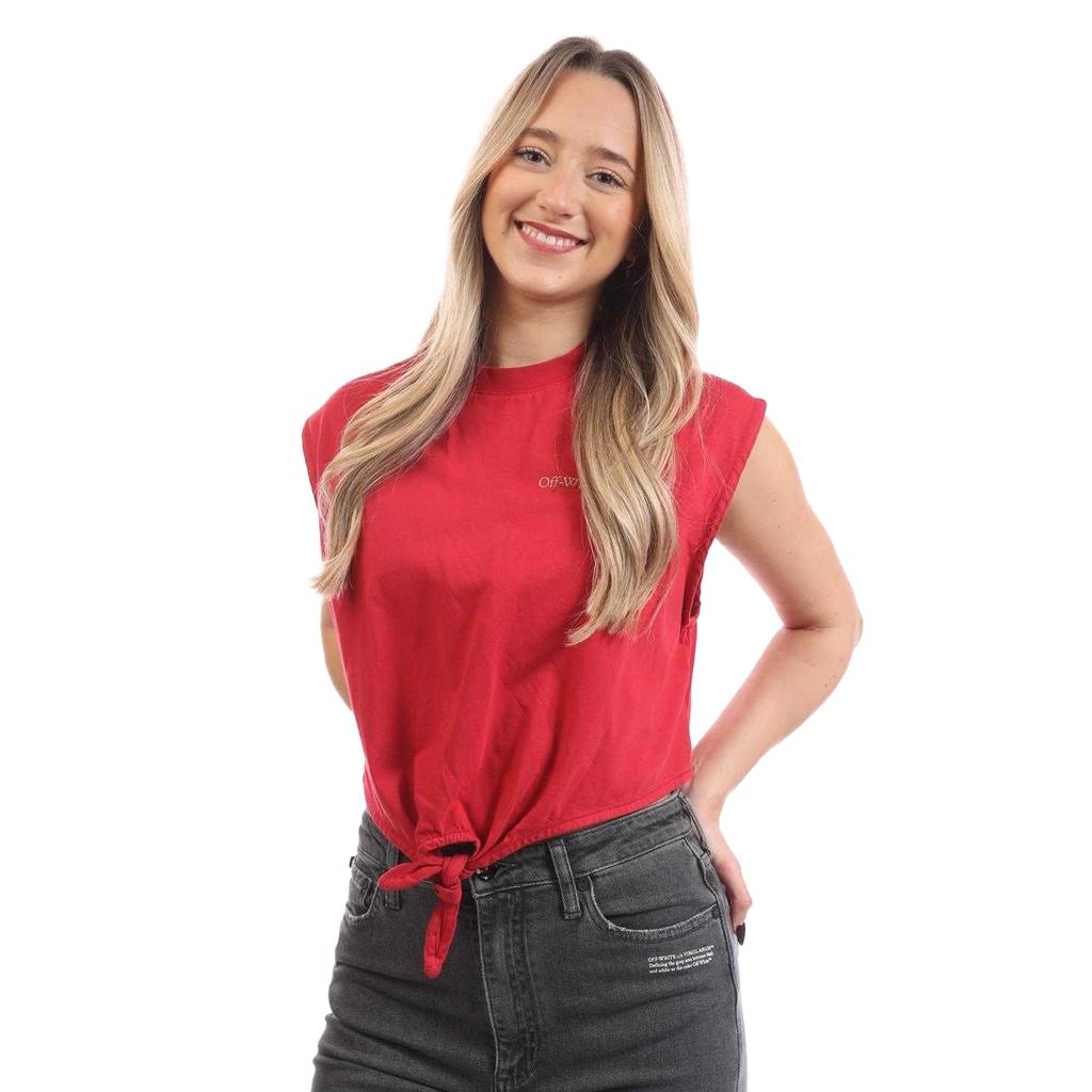 Off White Damen/Damen Pfeil Crop T-Shirt