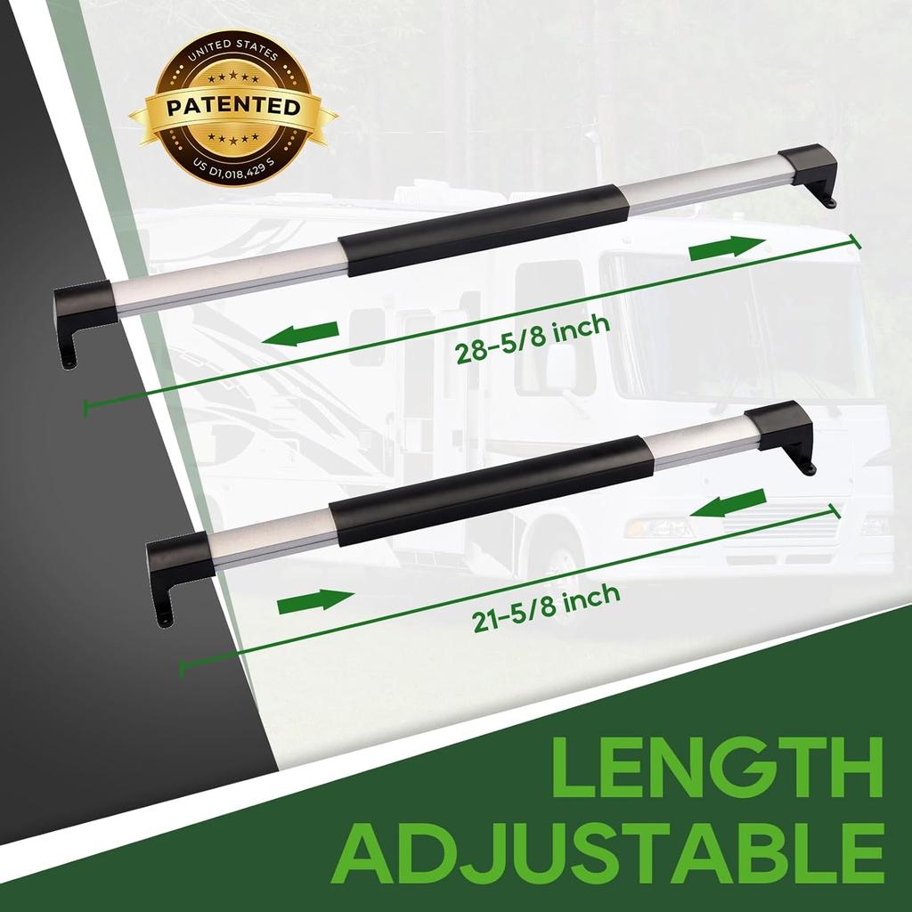 RVGUARD RV Screen Door Cross Bar Handle Adjustable From 21-5/8 Inch To 28-5/8 Inch With Sturdy And Secure Non-Slip Grip