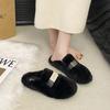 Thick-soled Heightening Fluffy Slippers for Women To Wear 2025 Autumn and Winter New Lazy One-pedal Plush Cotton Slippers for Women