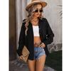 YYFS Women's Fashion Casual Spring Fall Solid Color Print Long Sleeve POLO Neck Blouses & Shirts