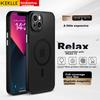 IPhone 13 Case, Apple 13 Protective Cover with Magnetic Wireless Charging, Frosted Anti-Drop Lens Full Protection Soft Edge Case, Midnight Black