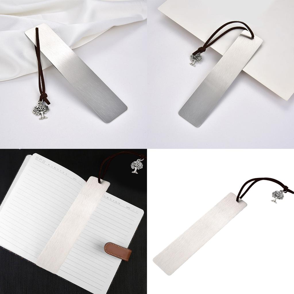 Modern Metal Book Accessory Slim Rectangle Design Leather Fringe Page Marker Decoration Reading Companion