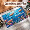 Fish Ocean Theme Soft Crystal Velvet Rug Custom Name & Text Print Non Slip Floor Rug for Bedroom Living Room
