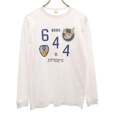 Buzz Rickson's Made In USA Print Long Sleeve T-shirt S White Ron T Men's Used