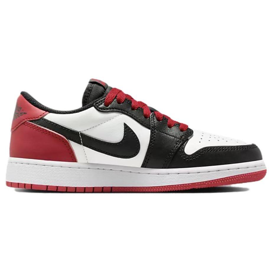 Air Jordan 1 Retro Low OG GS Black Toe Kids Sneakers White Varsity-Red CZ0858-106