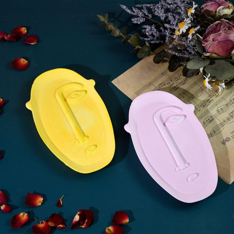 Flexible Silicone Resin Mold for Dish Epoxy Abstract Face Shaped Tray Making Mould Creative Storage Plate Mould