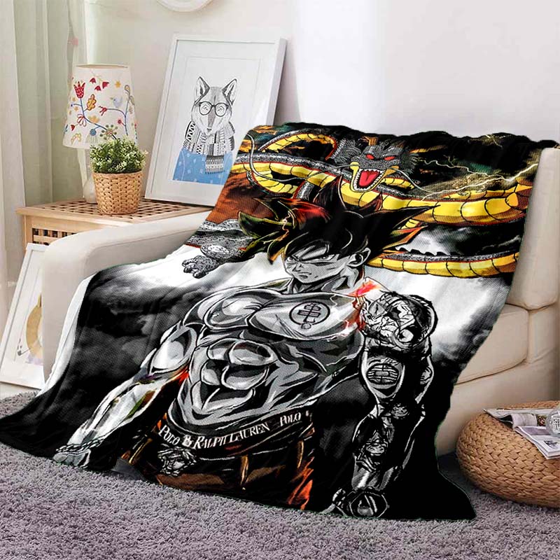 Dragon Ball Anime Print Blanket, Warm and Comfortable Flannel Blanket, Suitable for Bedrooms, Sofas, Beds, Chairs, Picnics, and