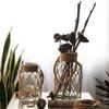 Rustic Hanging Glass Vase with Rope Net – Transparent Flower Vase with Hemp Rope for Home, Living Room & Table Decoration