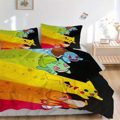 3pc Pokémon Bedding Set Guest Room Bedroom Decor Christmas Halloween Decor Gifts- All Seasons (No Insert)a1013083