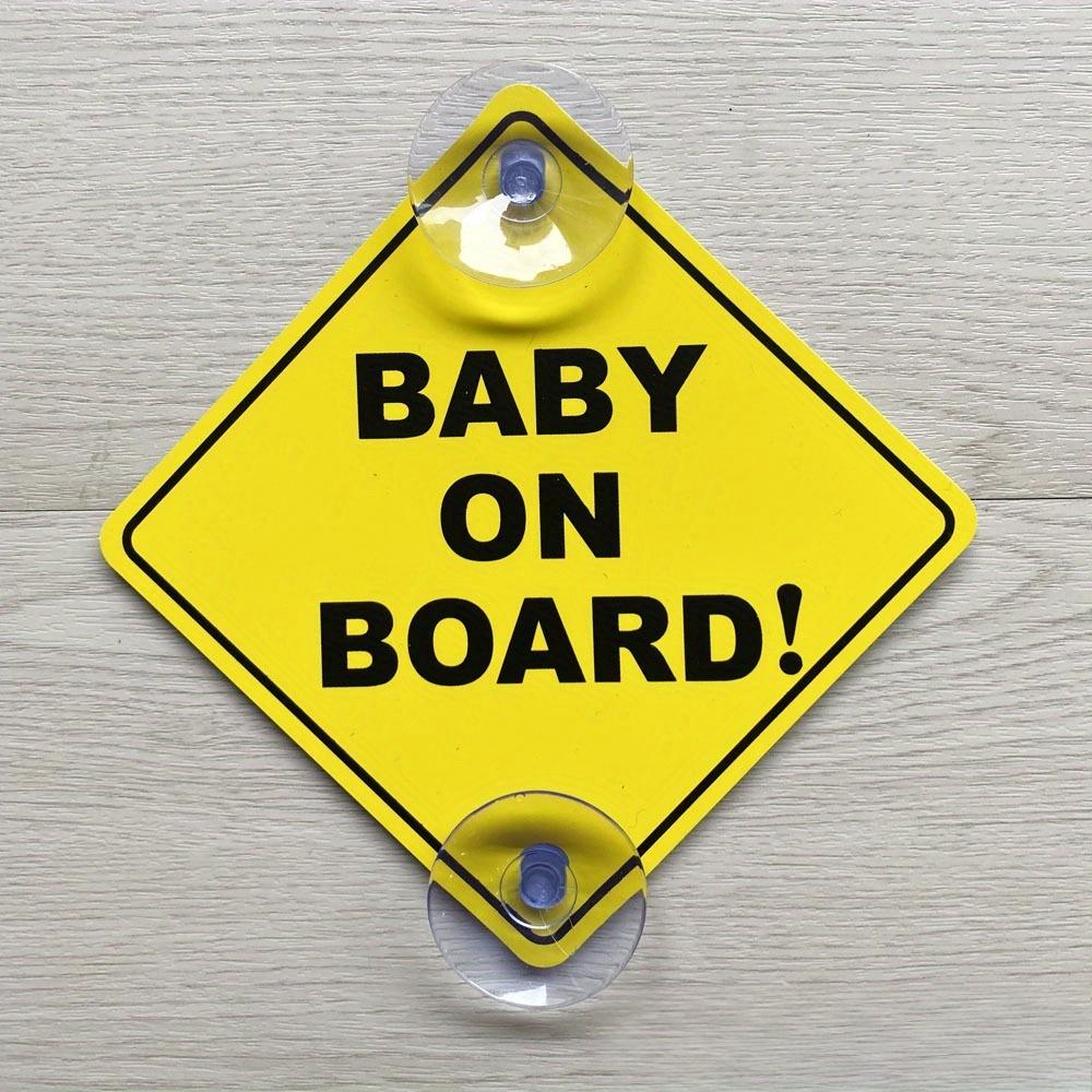 Double Suction Cup "BABY ON BOARD" Car Sticker with Warning Card Inside Baby Sign Safety Alert Decal for Vehicles