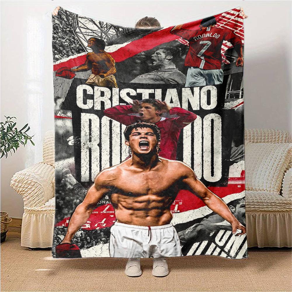 Ronaldos Legacy Lights bedruckte Flanelldecke, atmungsaktiv und warm, ein stilvolles Geschenk für Zuhause, geeignet für den Gebrauch zu Hause, im Büro und als Tagesdecke. 0713a5