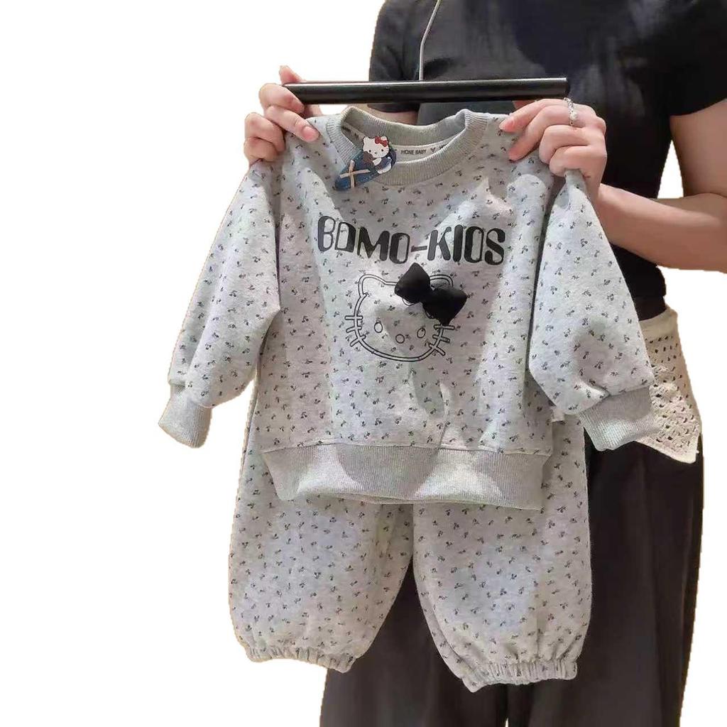 Girls' Cute Cartoon Hoodie & Pants Set - Spring/Autumn Sportswear Two-Piece Outfit