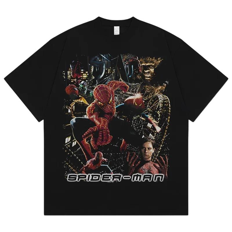 

Чоловіча футболка Marvel The Amazing Spider-Man з класичною цитатою та графікою в кількох позах, оверсайз ретро-футболка з коміксів, унісекс вуличний топ супергероя 4XL коричневий