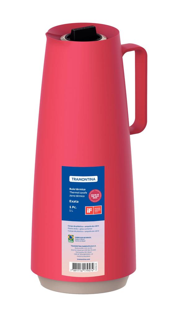 Tramontina Thermal Insulated Cold Tabletop 1L Water Heat Large Made in TRAMONTINA Carafe, & Pot, Capacity, Magenta, Thermos, Bottle, Stylish,