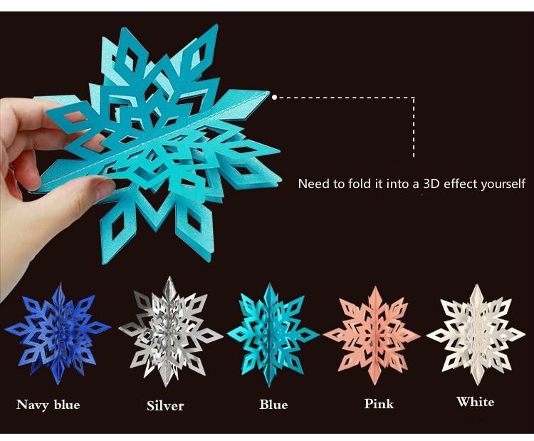 6pcs Card Paper 3D Hollow Snowflake Hanging Ornaments Decoration for Christmas Party