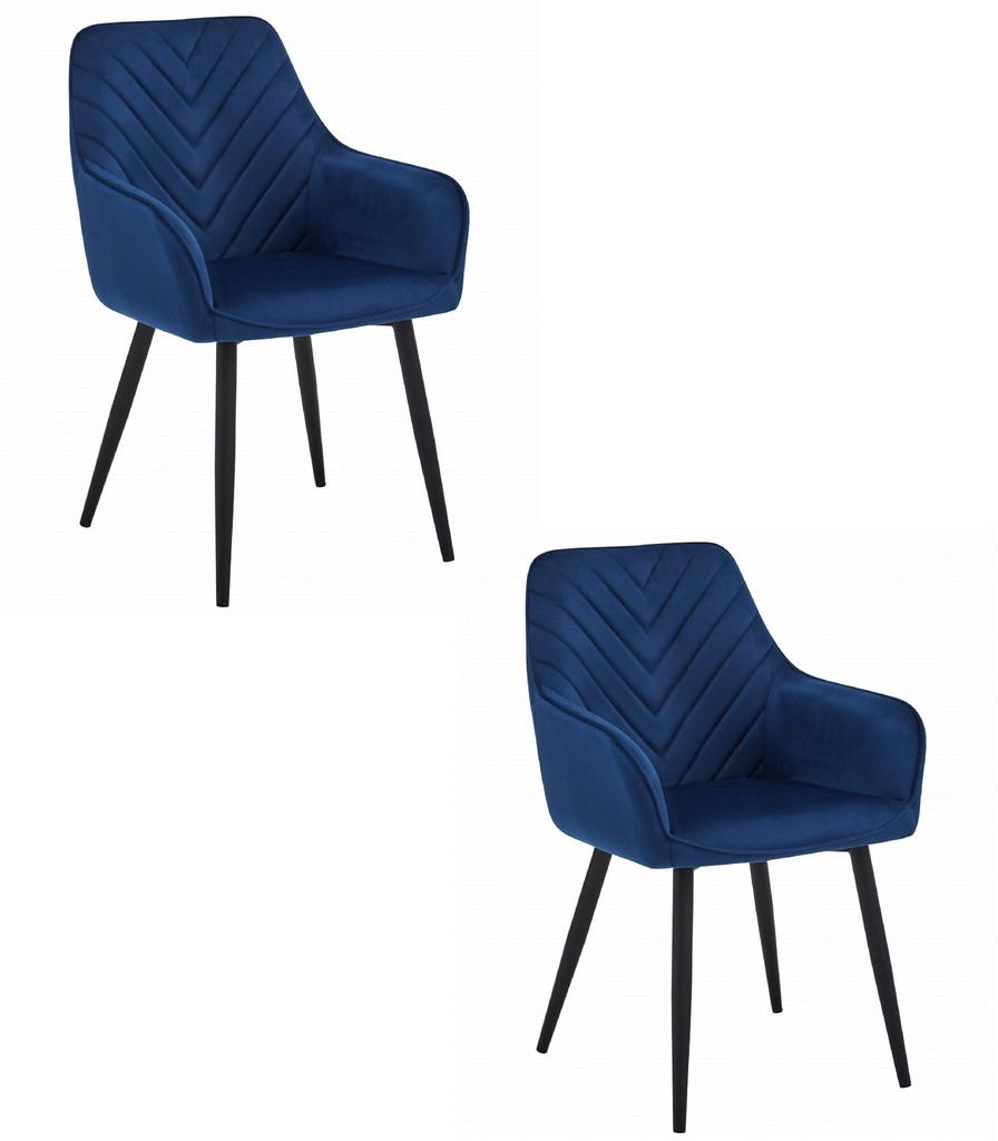 Nana Chair - Navy Blue Velvet / Black Legs X 2