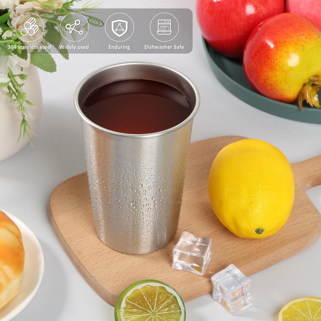 Stainless Steel Cups Stackable Metal Drinking Cups Reusable  for Kids Adult Stackable Cup Drinking Glasses Travel 500ml