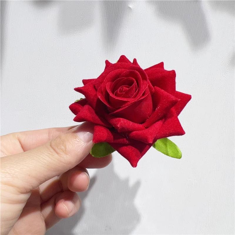 

Реалистичная бархатная роза Заколка для волос с когтями Фото Атмосфера Цветок Заколки для волос Аксессуары для волос Пучок Акула Зажимы Red rose brooch