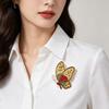 Shiny Rhinestone Butterfly Brooch Gold Plated Frame Red Green Crystals Perfect For Daily Wear Party Outfit