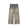 Used Ripped Slim Straight Jeans: Unisex Retro Nischendesign