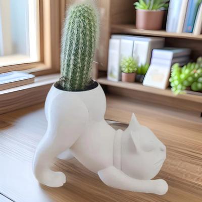 Kedi Saksı Dekoratif Reçine Hayvan Saksı Ev Ofis Masaüstü Bulldog Saksı Sukulentler için Bitki Severler Hediyesi
