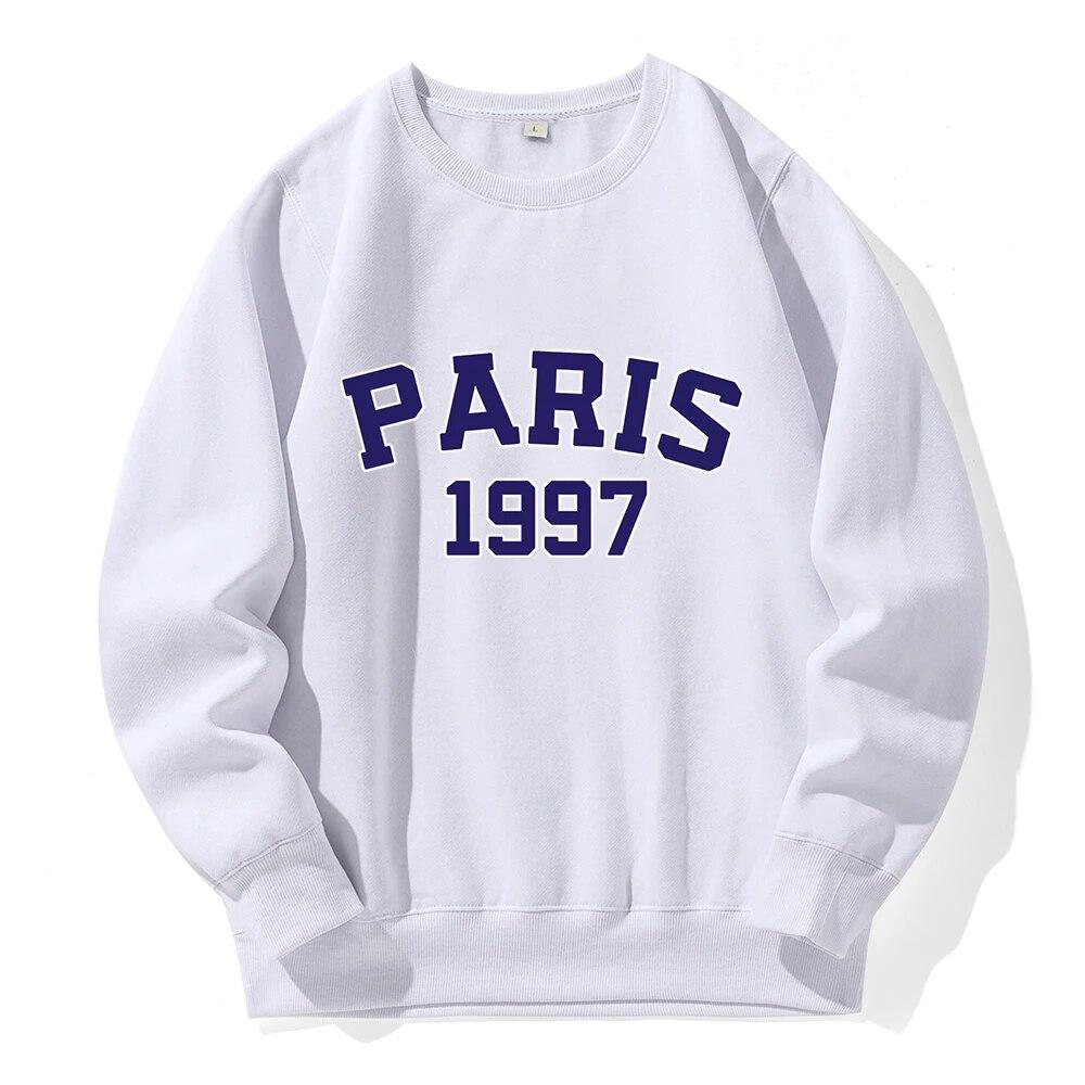 Paris 1997 Street City Hanorac imprimate cu litere unisex Moda noutate Hanorac clasic Trend Haine largi oversize fleece