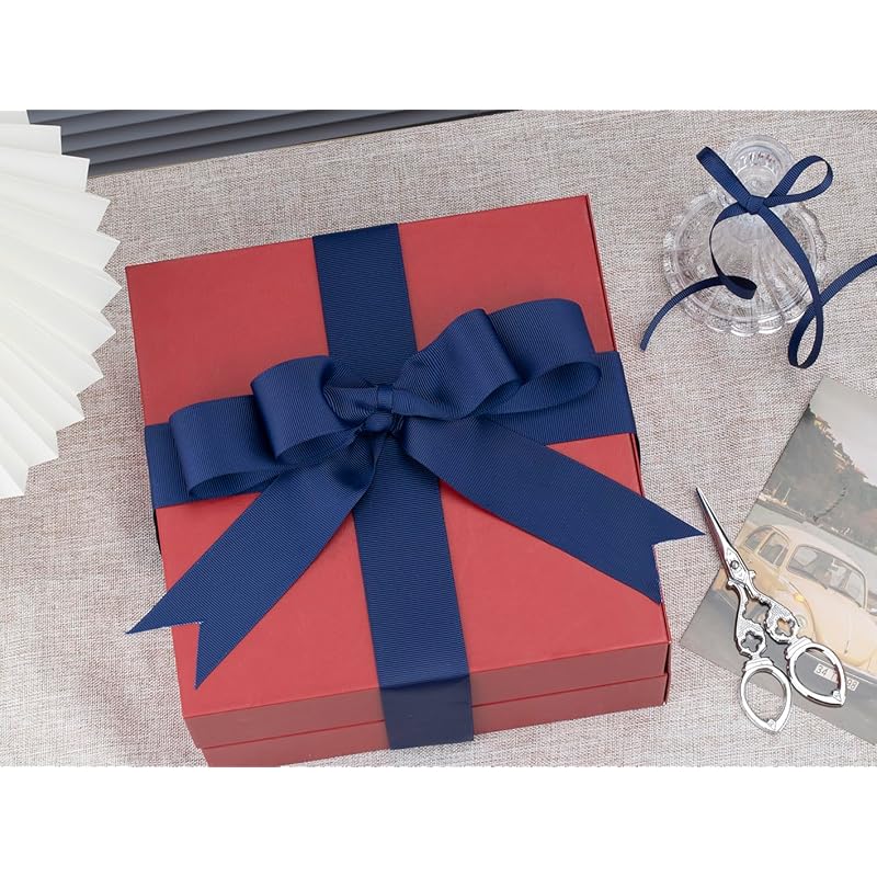 [Tekdeere]Width 9mm Solid Navy Grosgrain Ribbon, Perfect for Gift Wrapping, Sewing, Hair Accessories, Wedding Decorations - 91m/roll