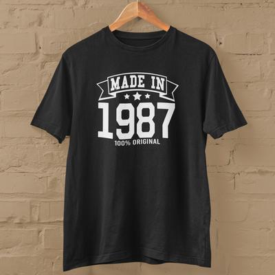 MADE IN 1987 T-SHIRT (Eighties Birthday Gift Dad Mom Present Celebration Party) Unisex T-Shirt