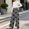 Mädchen Flanellhose mit Polka-Dot-Print Warm Lockerer Schnitt für Herbst und Winter Freizeitkleidung