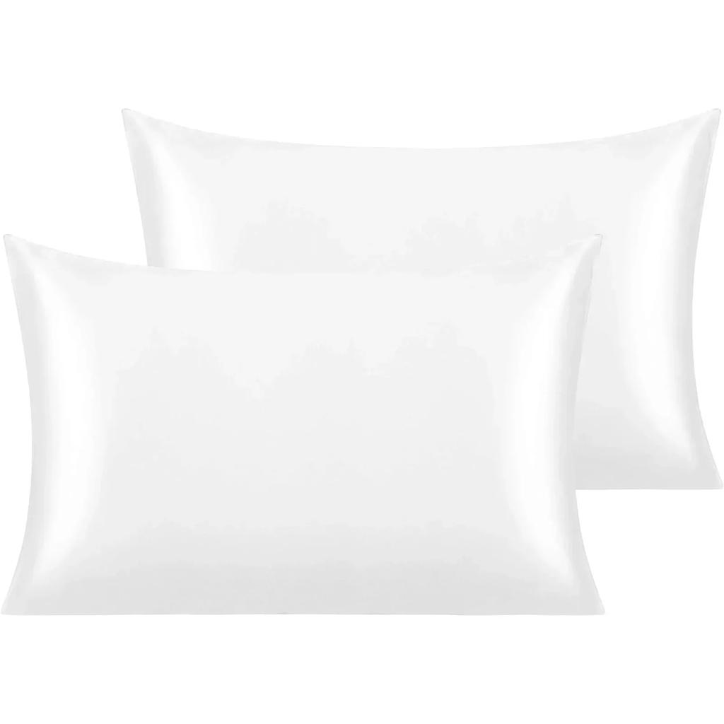 2 Pack Satin Pillowcase for Hair and Skin Super Soft and Cooling Similar To Silk Pillow Cases with Envelope Closure Home Textile
