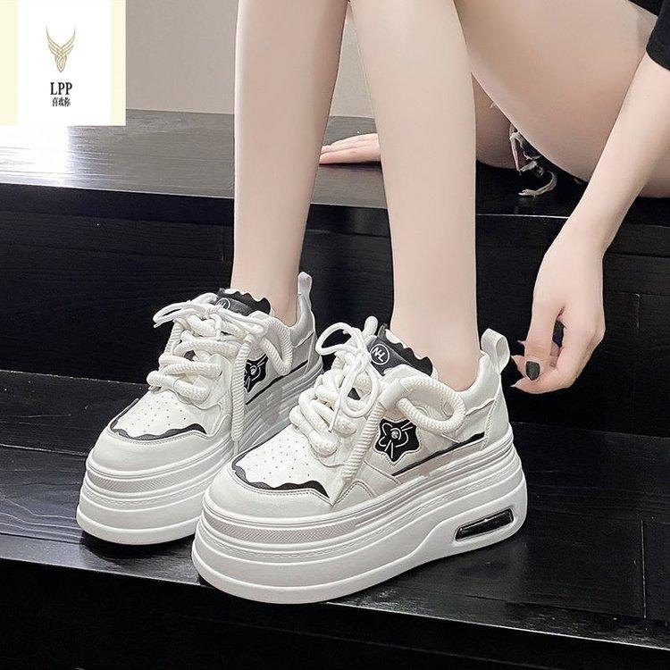 Little White Shoes Women's Spring New Lace-up Casual Single Shoes Platform-soled Fashion Muffin Shoes