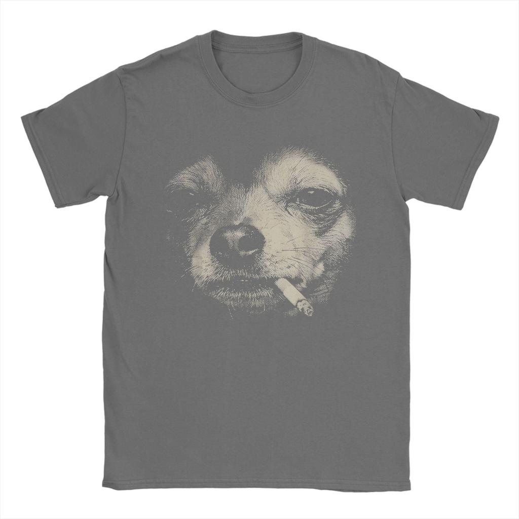Cane Che Fuma Sigaretta Divertente Chihuahua Meme Maglietta Estiva Popolare Magliette Unisex Cotone Oversize Manica Corta Top Divertenti