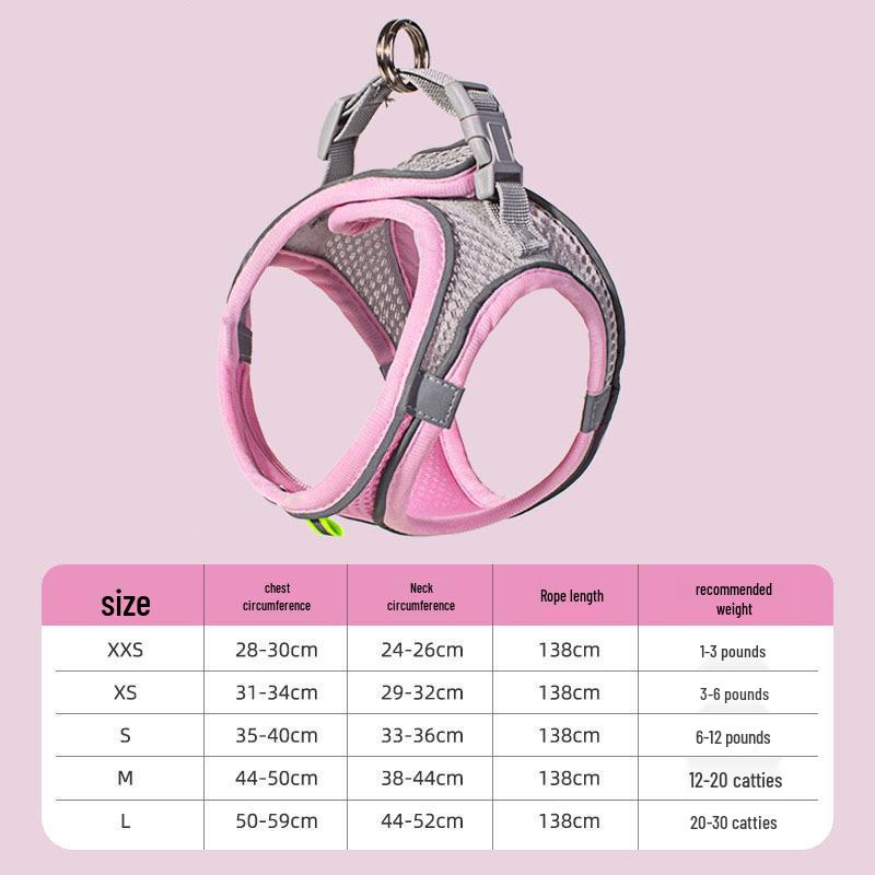 Breathable Reflective Pet Harness Vest with Leash for Cats & Dogs
