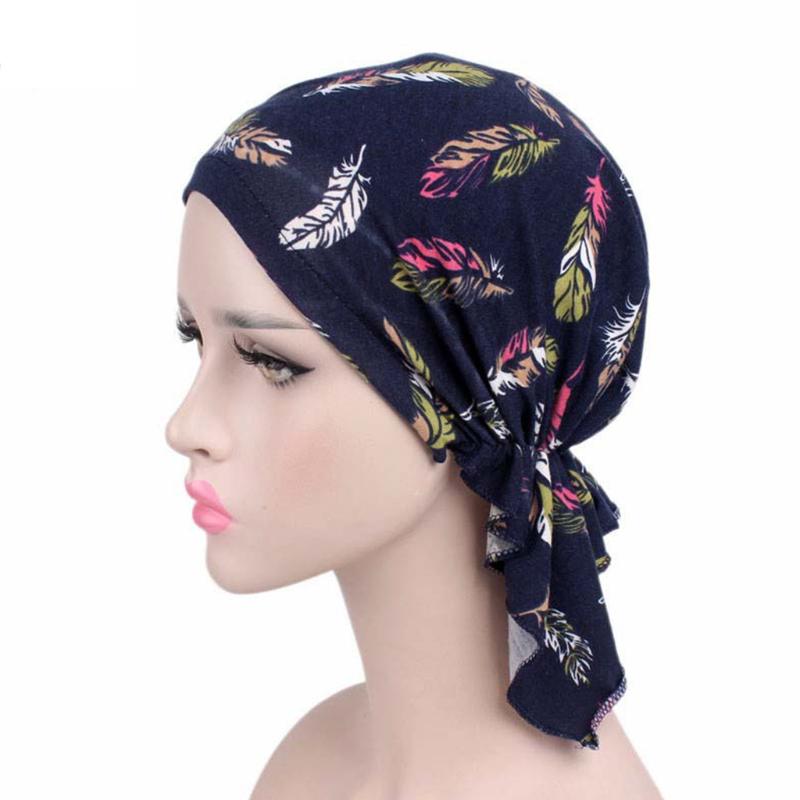 Dámské šátky Chemo Hat Turban Head Headwear Beanie s předvázaným květinovým potiskem