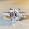 Women's S925 Sterling Silver Aquamarine Ring with Square High-Carbon Diamond